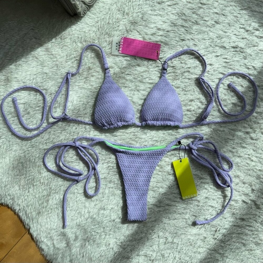 NWT OneOne Swimwear Bikini SET Mauve Lavender Lilac Purple New Ariel Katie